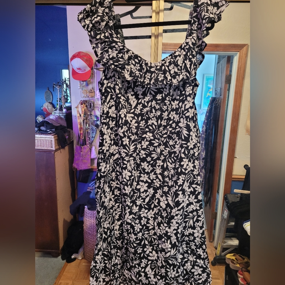 Black and White Floral Dress